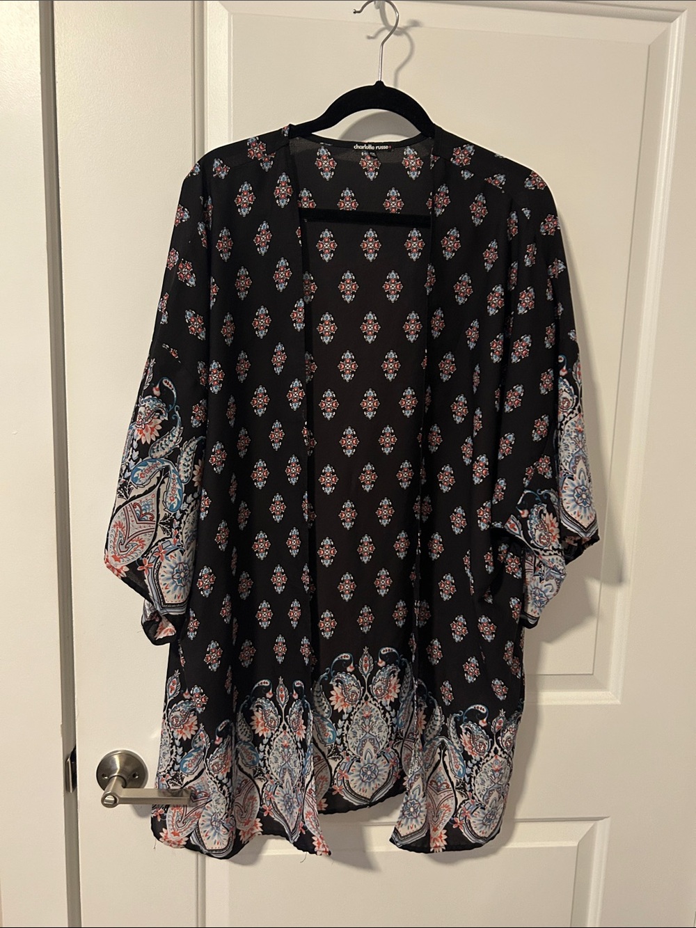 Charlotte Russe Black Floral Paisley Kimono